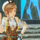 A young girl points at the sky.